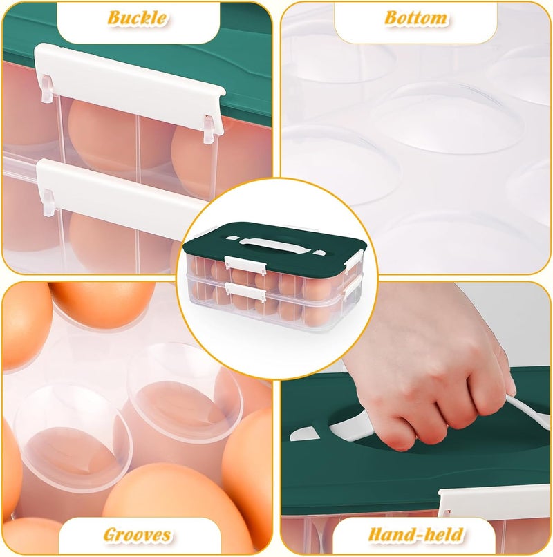 FACULX 2-Layer Deviled Egg Containers with Lid, 36 Slots Deviled Egg Tray Carrier with Handle and Deviled Egg Injector Piping Tool, Portable Egg Storage Carrier Tray Platter for Party Picnic Travel (green) - Image 5